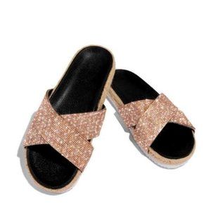 Rose Gold Espadrille Slides